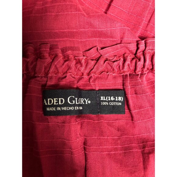 Faded Glory Peasant Top Womens Size XL 16-18 Cranberry Cotton Boho Lightweight - Picture 6 of 8